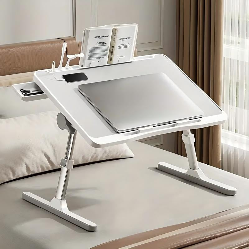 Laptop Bed Desk – Adjustable Angle, Foldable Design with USB Port, Phone Slot, Storage Drawer & Carry Handle – Ideal for Students & Professionals – Perfect for Dorms, Beds & Home Office Use