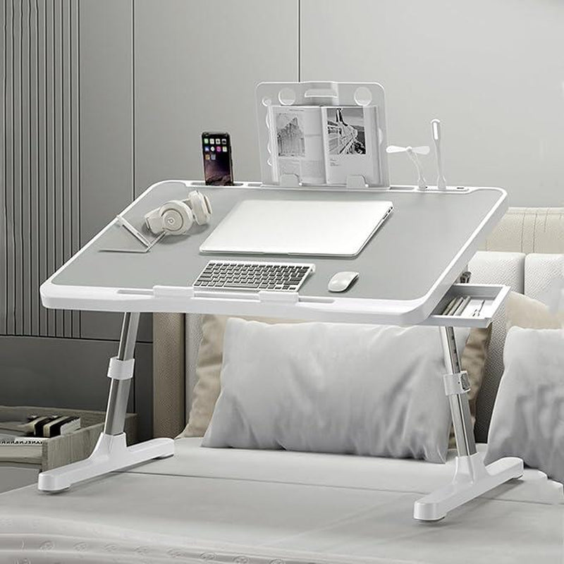 Laptop Bed Desk – Adjustable Angle, Foldable Design with USB Port, Phone Slot, Storage Drawer & Carry Handle – Ideal for Students & Professionals – Perfect for Dorms, Beds & Home Office Use