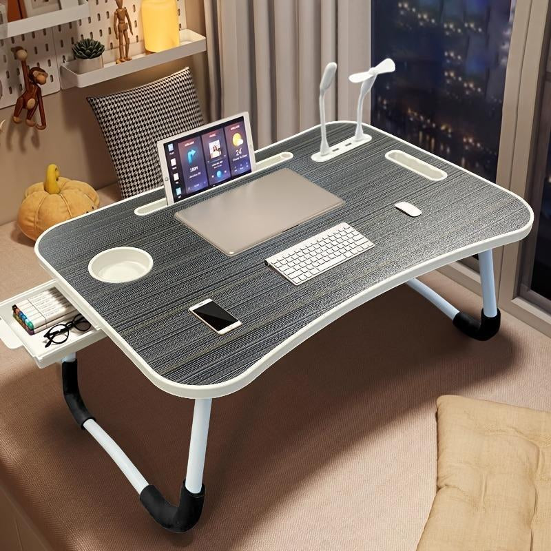 Laptop Bed Desk – Adjustable Angle, Foldable Design with USB Port, Phone Slot, Storage Drawer & Carry Handle – Ideal for Students & Professionals – Perfect for Dorms, Beds & Home Office Use