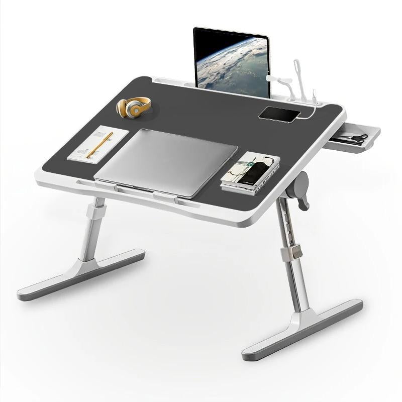 Laptop Bed Desk – Adjustable Angle, Foldable Design with USB Port, Phone Slot, Storage Drawer & Carry Handle – Ideal for Students & Professionals – Perfect for Dorms, Beds & Home Office Use