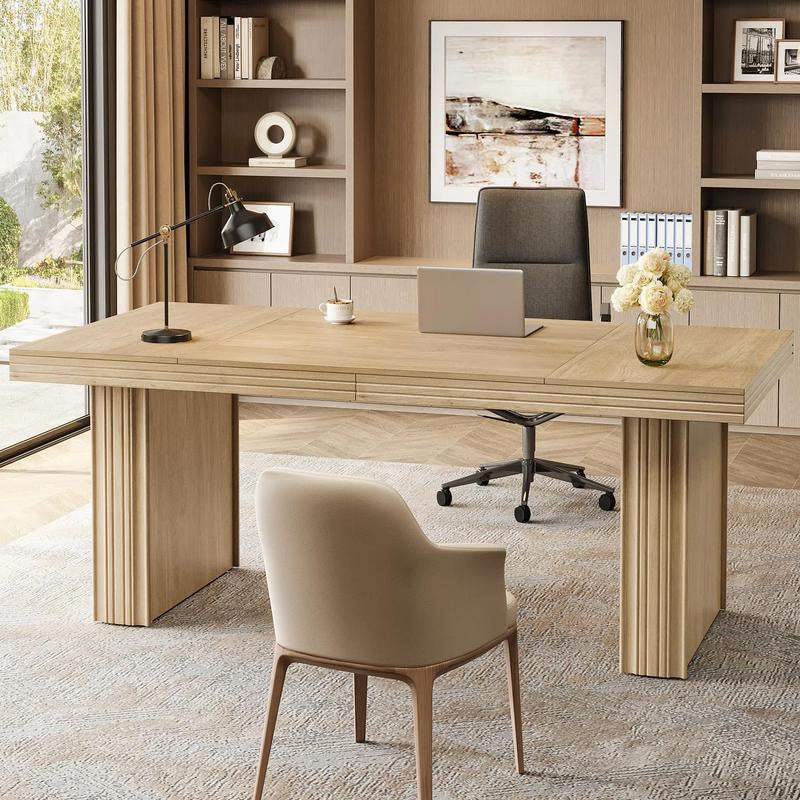 Tribesigns Executive Desk 63", Large Office Computer Desk with Heavy-Duty Legs & Thickened Desktop, Elegant Workstation for Study & Conference